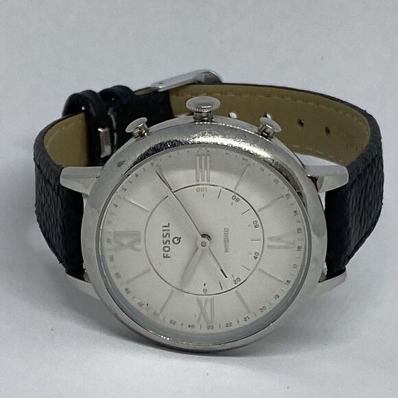 Fossil FTW5019 Women's Black Leather Silver Analog Dial Hybrid Smart Watch XX785 - Picture 7 of 12